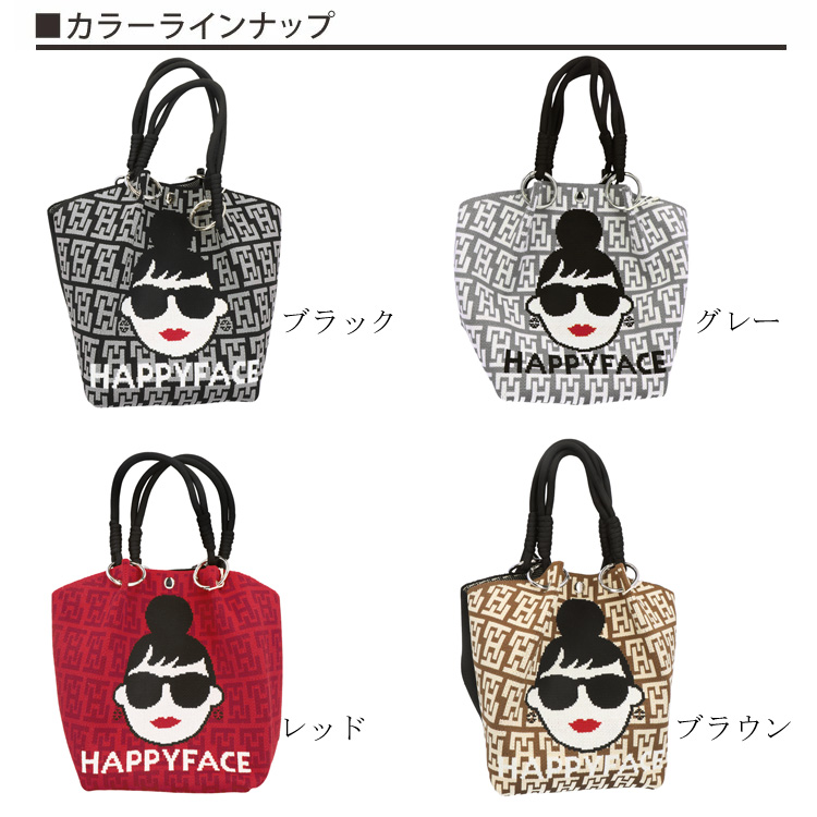 トートバッグ HAPPY FACE EMMA スクエア モノグラム ピコニット ロゴ