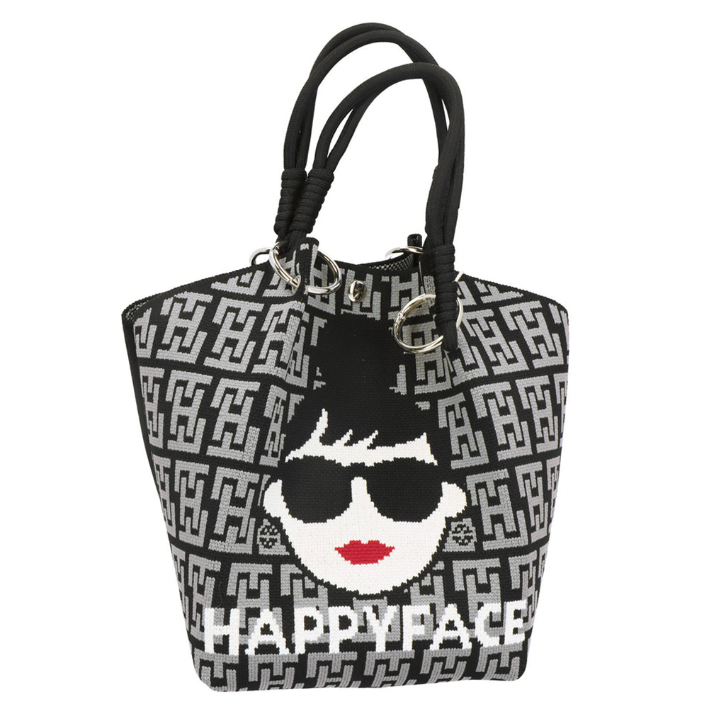 トートバッグ HAPPY FACE EMMA スクエア モノグラム ピコニット ロゴ