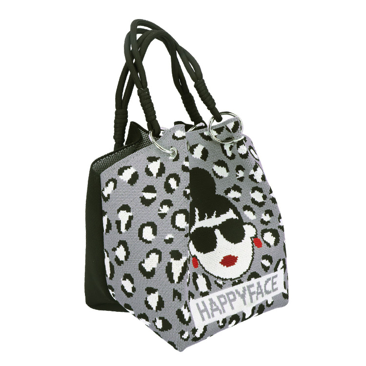 トートバッグ HAPPY FACE EMMA スクエア レオパード ピコニット ヒョウ