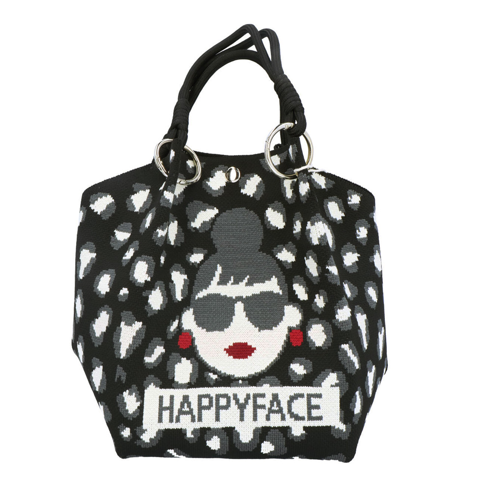 トートバッグ HAPPY FACE EMMA スクエア レオパード ピコニット ヒョウ