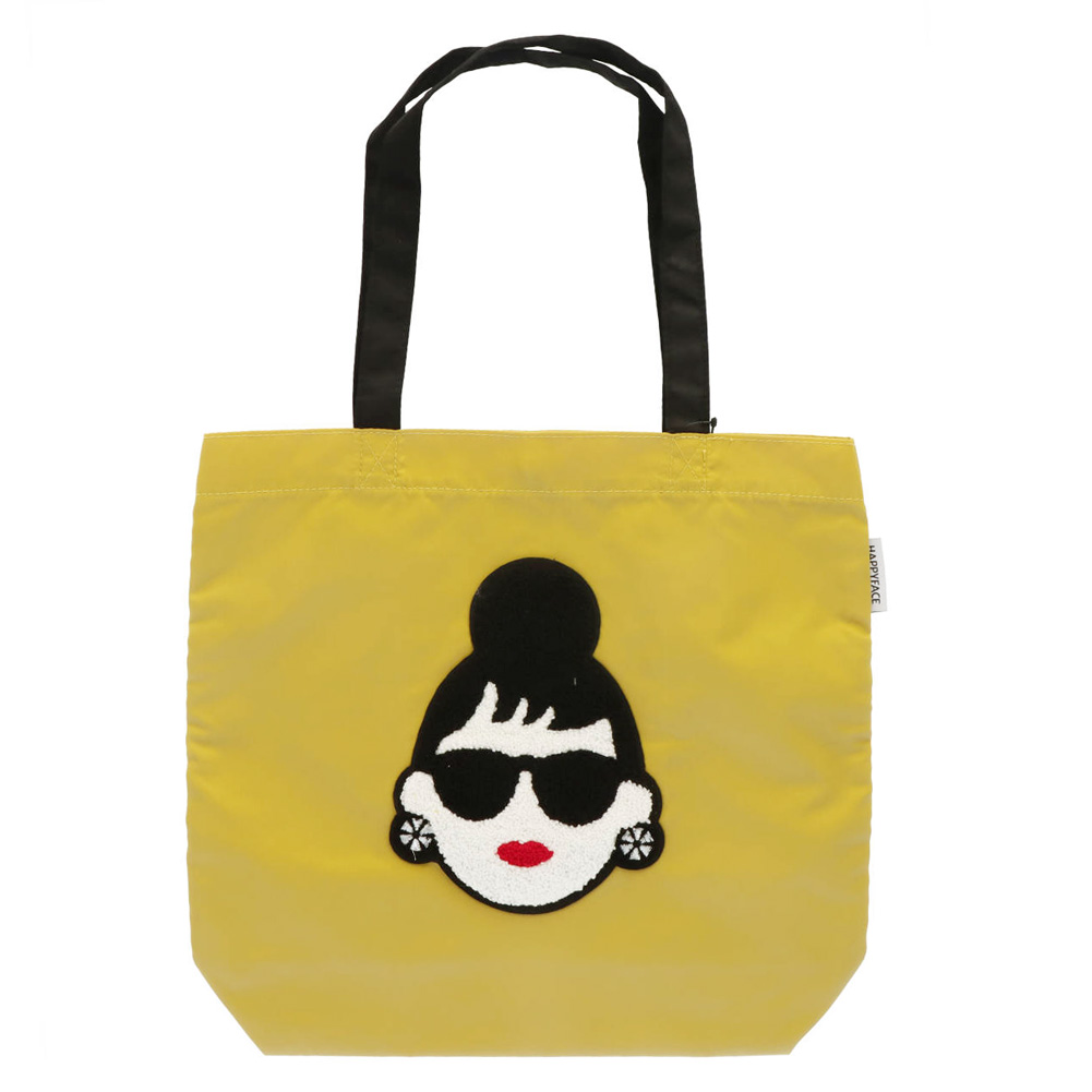 トートバッグ HAPPY FACE EMMA 相良刺繍 お顔 サングラス LADY 撥水
