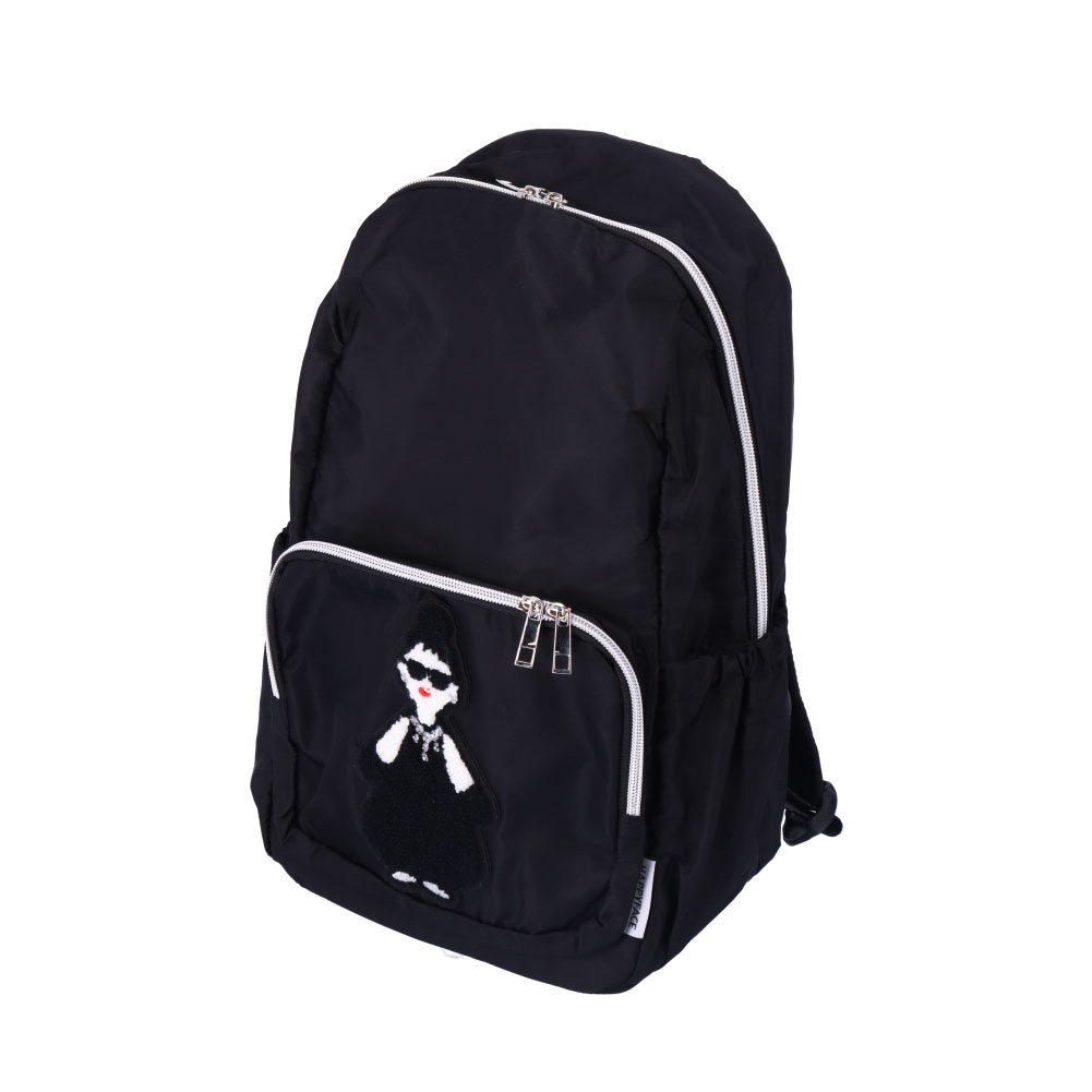 リュックサック HAPPY FACE EMMA 顔 刺繍 ブラック グレー サングラス