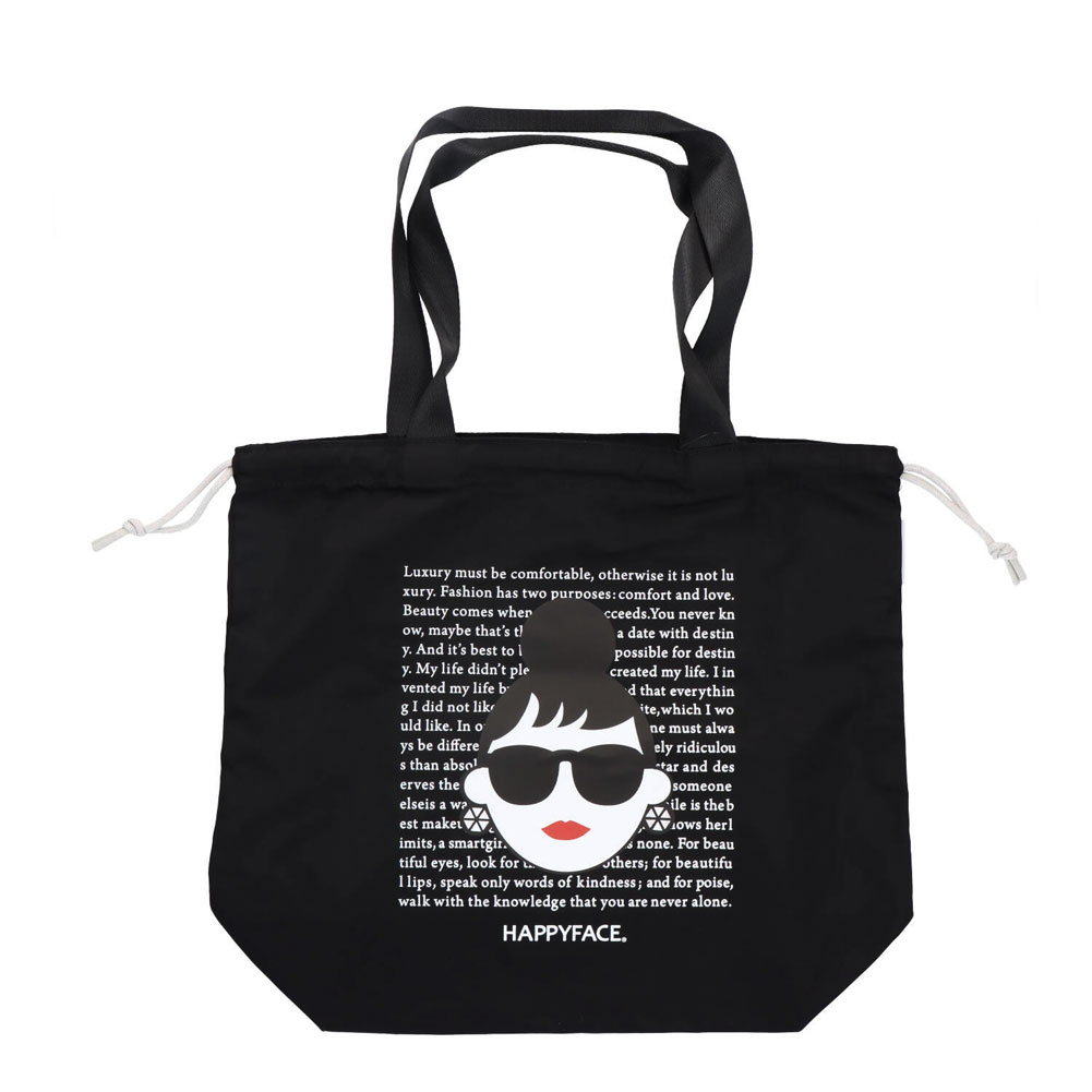 HAPPY FACE バッグ 黒トートバッグ鞄A4 大容量 撥水ハッピーフェイス ハッピーフェイス トートバッグ レディース バッグ 大容量 A4