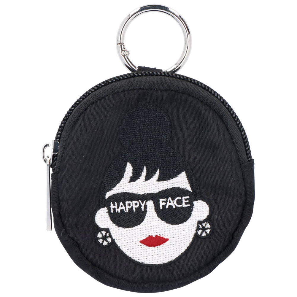 歳末処分価格【新品SALE】Paul Smith HAPPY カラナビ付ポーチ HAPPY FACE EMMA ポーチ 顔 刺繍 カラビナ 丸ポーチ キーチャーム