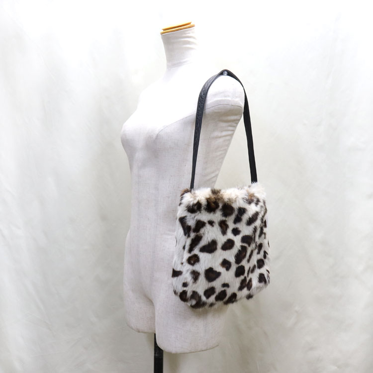 ラビットファー ショルダーバッグ ファーバッグ アニマルプリント