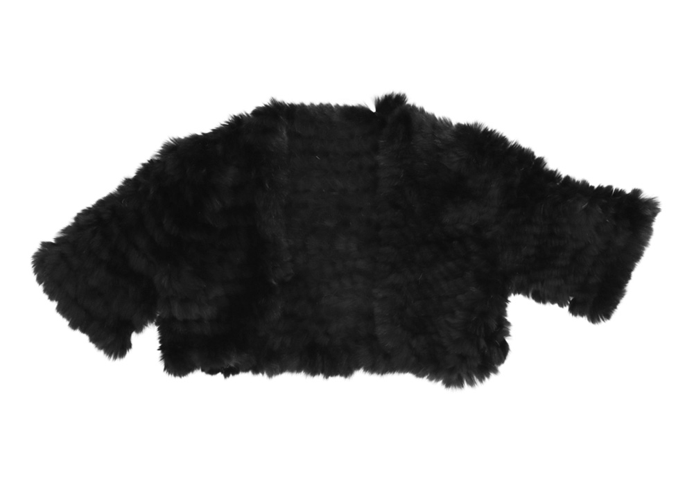 ラビット ニット ファー ボレロ ショート丈 ブラック レディース