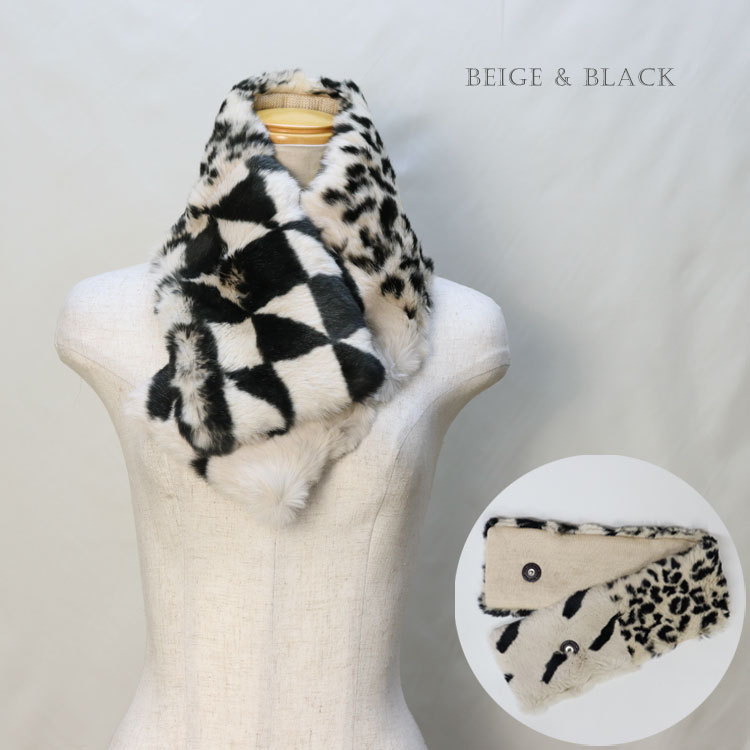 ラビット ファー マフラー 柄入り レディース ギフト プレゼント