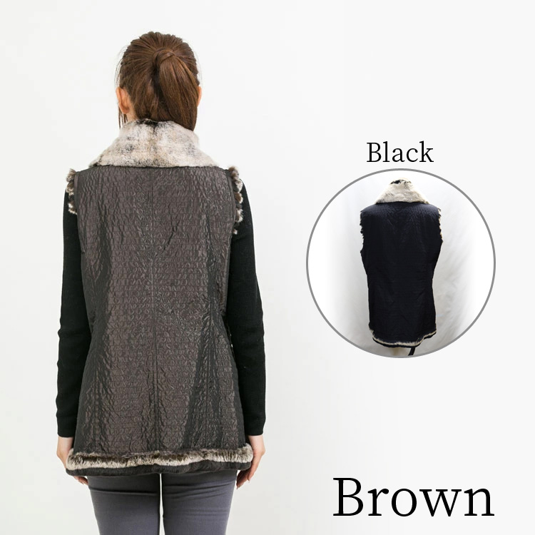 レッキスラビット ファー ・ ポリエステル リバーシブル ベスト : エル