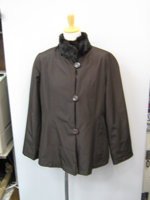 ウィーゼル ファー ・ シルク リバーシブル ジャケット ブラウン