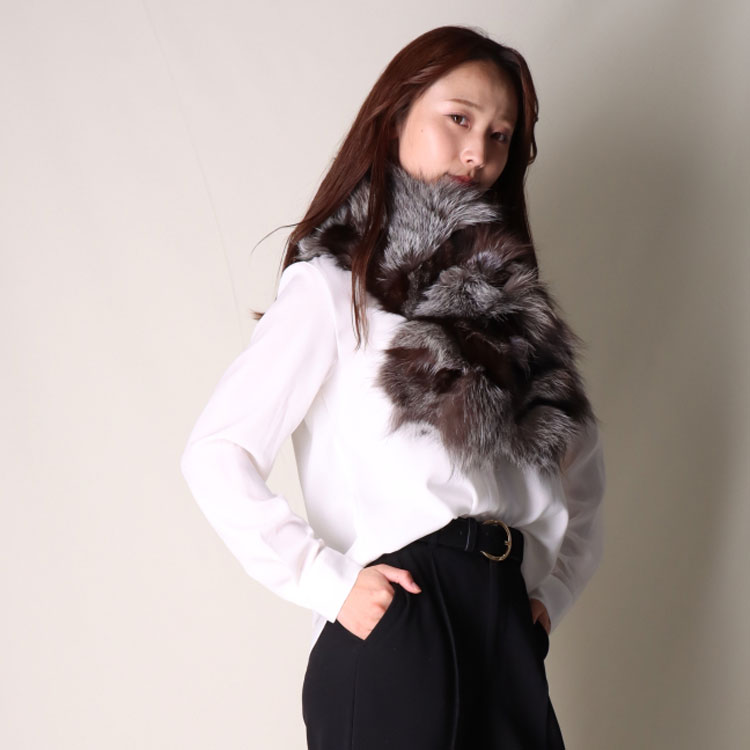 高級毛皮 MITSUKOSHI ミンク ファー マフラー ショール シルバー imgrc0094452444.jpg