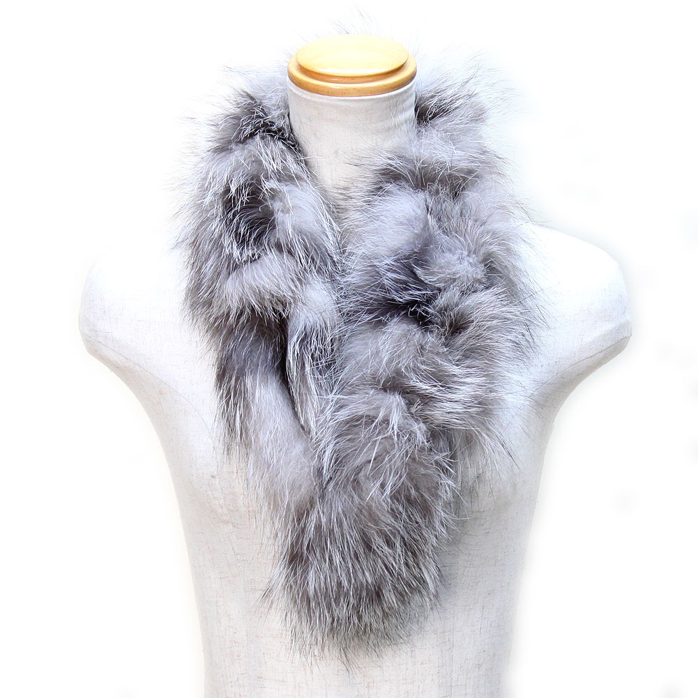 シルバーフォックス ファー マフラー ぼんぼり付 : エルベートブルー