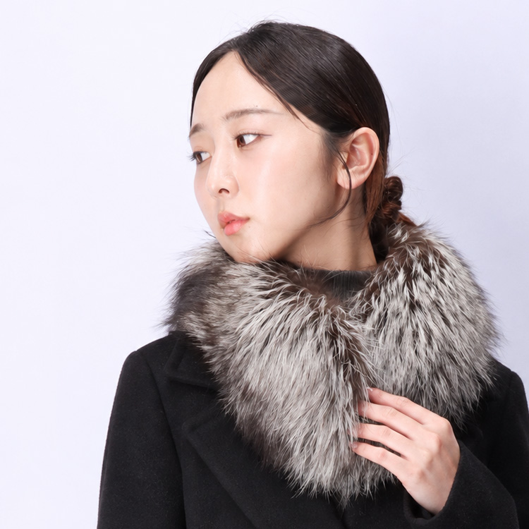 マフラー ファー 日本製 SAGA サガ シルバーフォックス ストレート