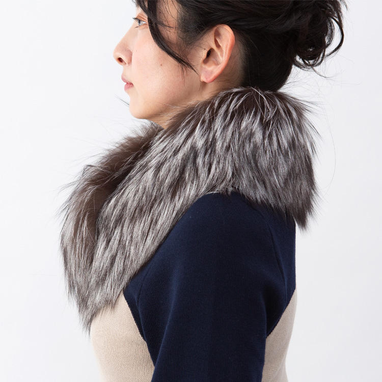 マフラー ファー 日本製 SAGA サガ シルバーフォックス ストレート