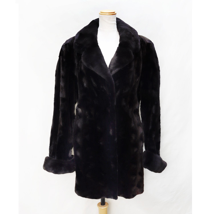 シェアード ミンク ファー ジャケット コート ブラック レディース