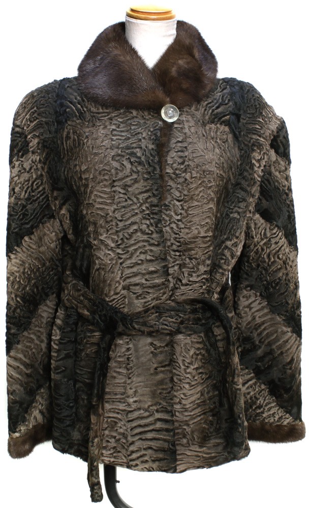 スワカラ ファー ジャケット ダークブラウン カラクル ラム 爆買