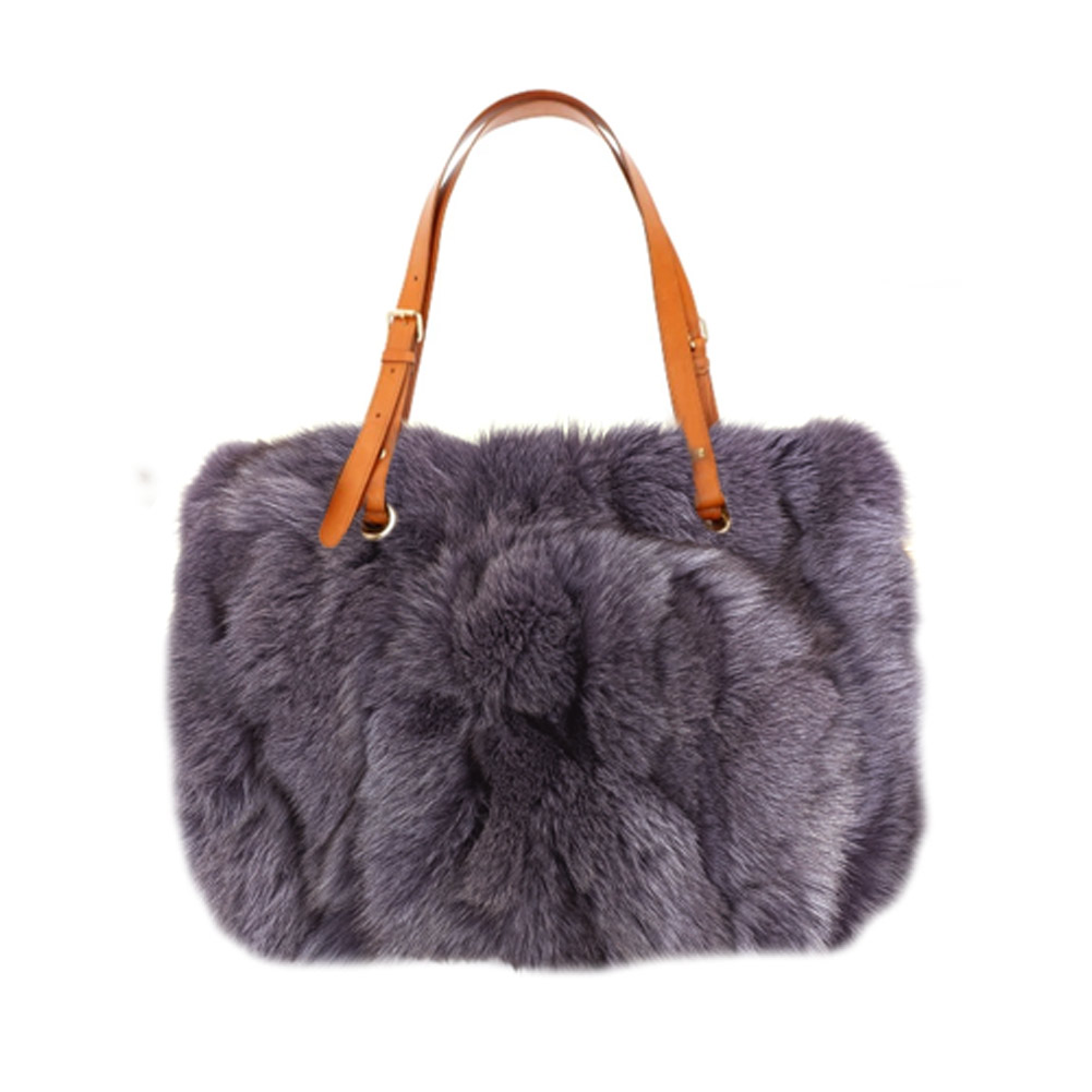 トート バッグ ギリシャからの逸品 ビッグサイズ フォックス ファー 大