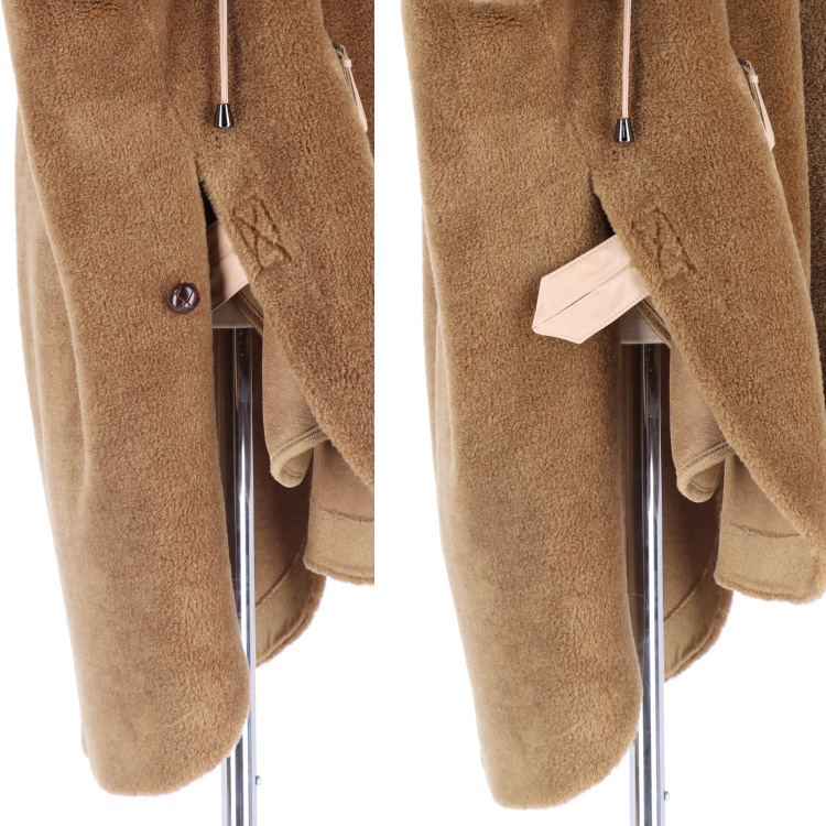 ボアパーカー ブラウン フード付き ハーフジップ ボアフリースパーカー