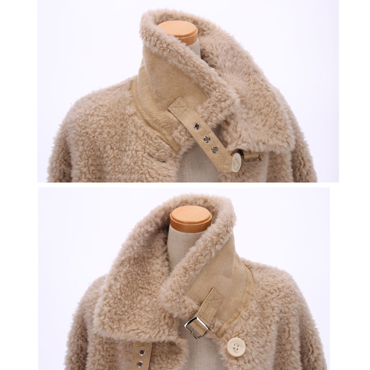 ウール ボア ジャケット ショートコート Mサイズ ベージュ 前開き