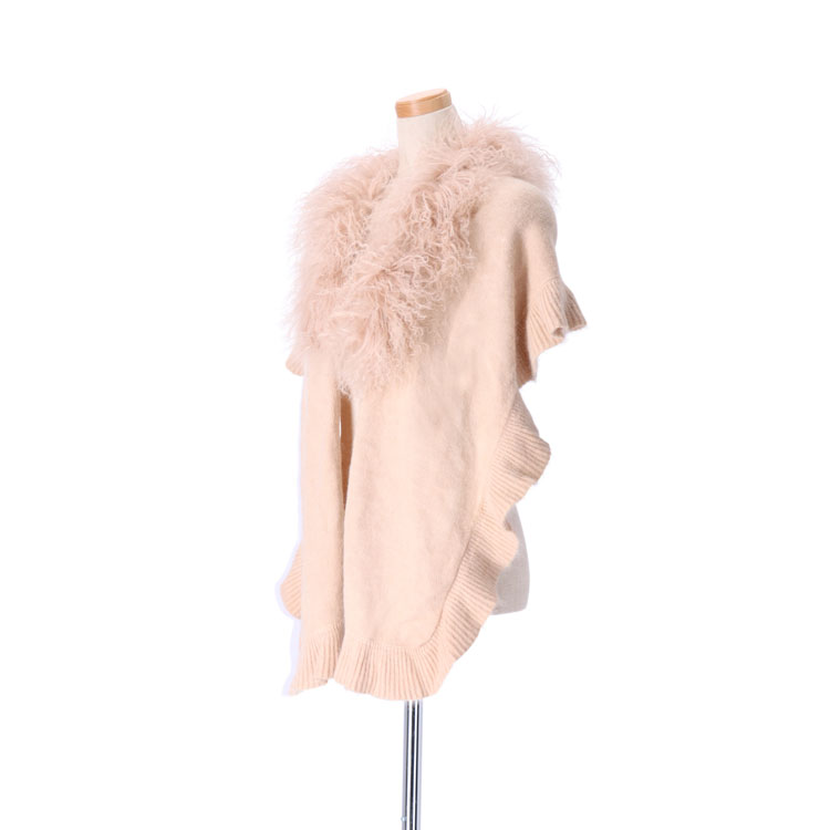 訳あり チベットラム ストール ファー アンゴラ ウール ロング