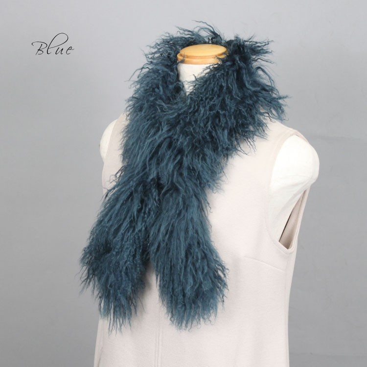 媚びない甘さ☆ラベンダーチベットラムファーロングマフラーポケット付ファーストール 媚びない甘さ☆ラベンダーチベットラムファーロングマフラーポケット付