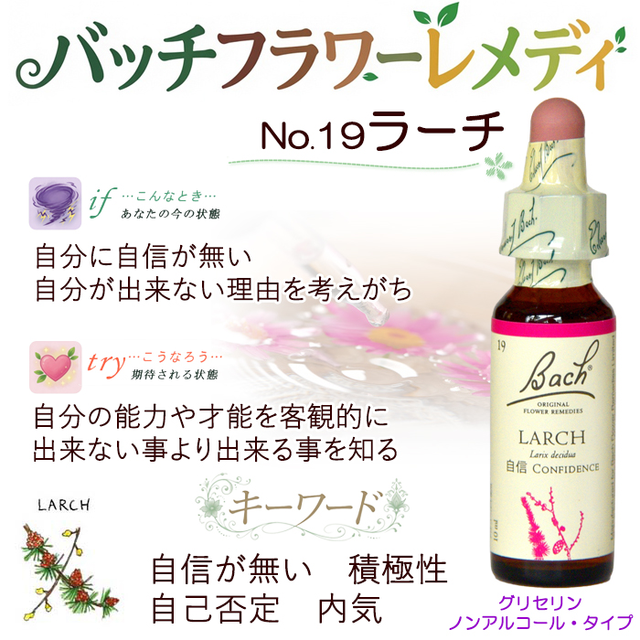 バッチフラワーレメディ 19ラーチ ノンアルコープタイプ 10ml