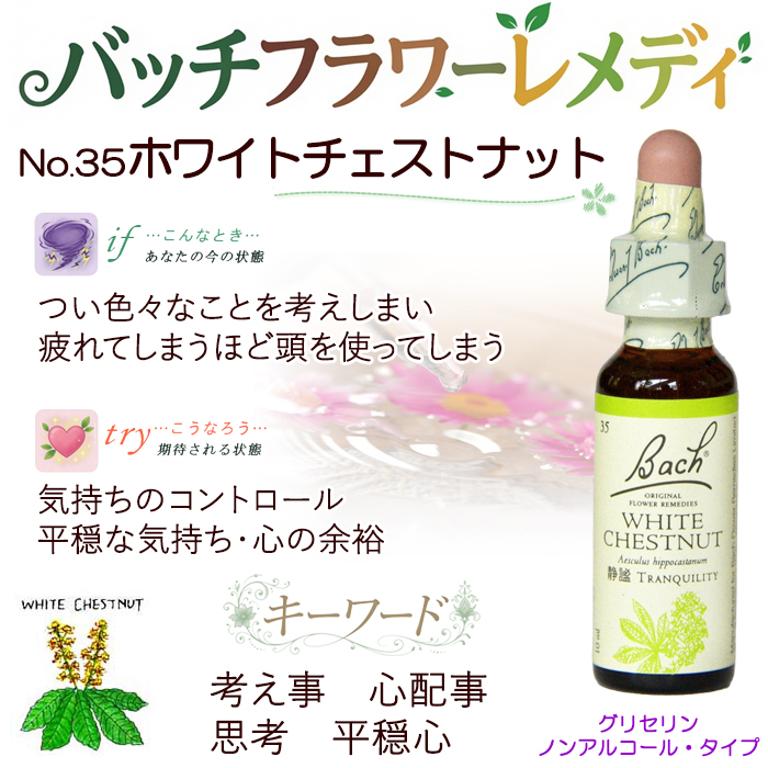 バッチフラワーレメディ 35ホワイトチェストナット ノンアルコープ
