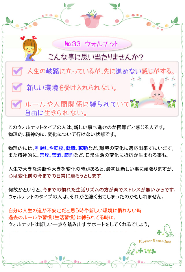 バッチフラワーレメディ 33ウォルナット ノンアルコープタイプ 10ml