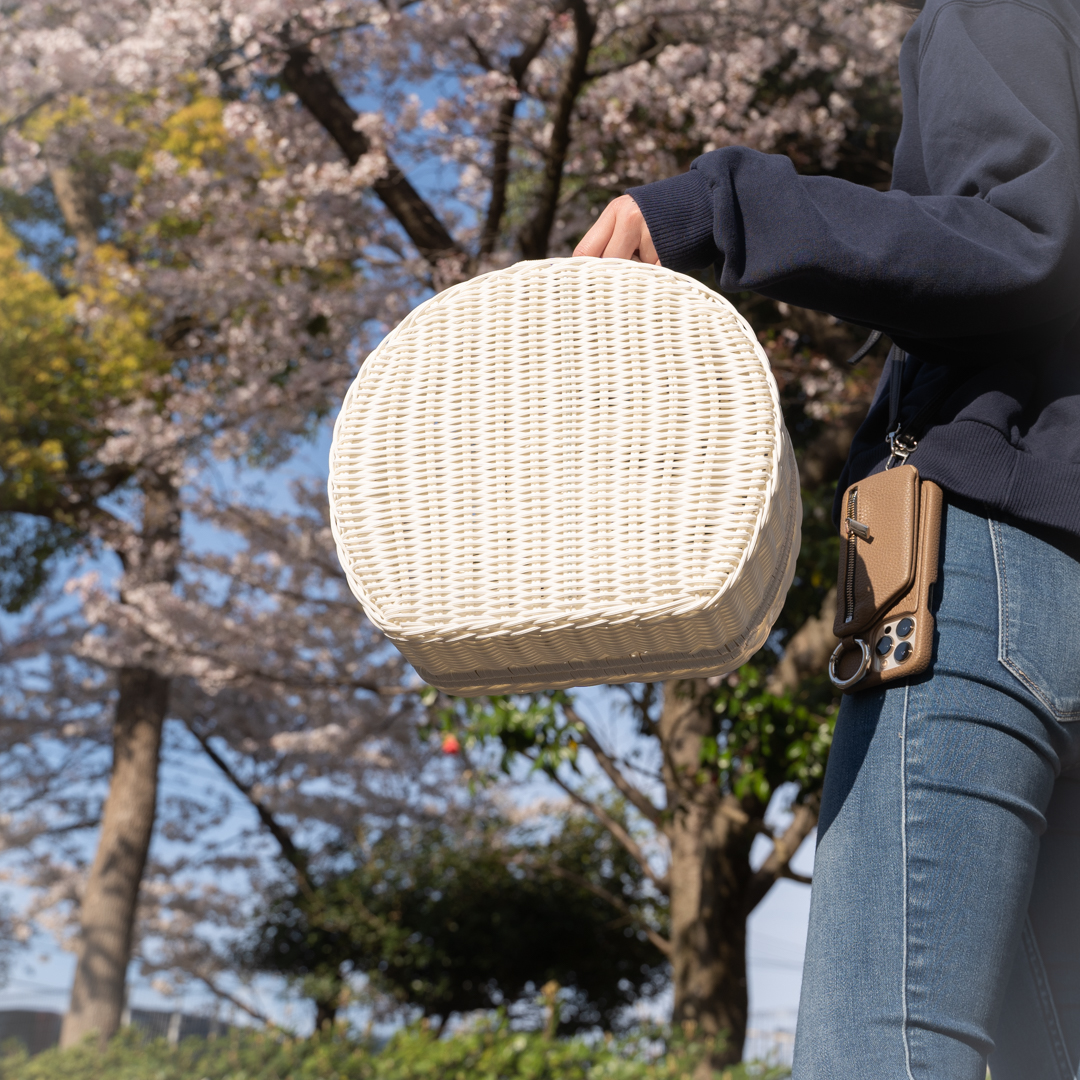 SWAG GEAR 爆買 ラウンドピクニックバスケット 高さ26×横幅21×奥行12cm