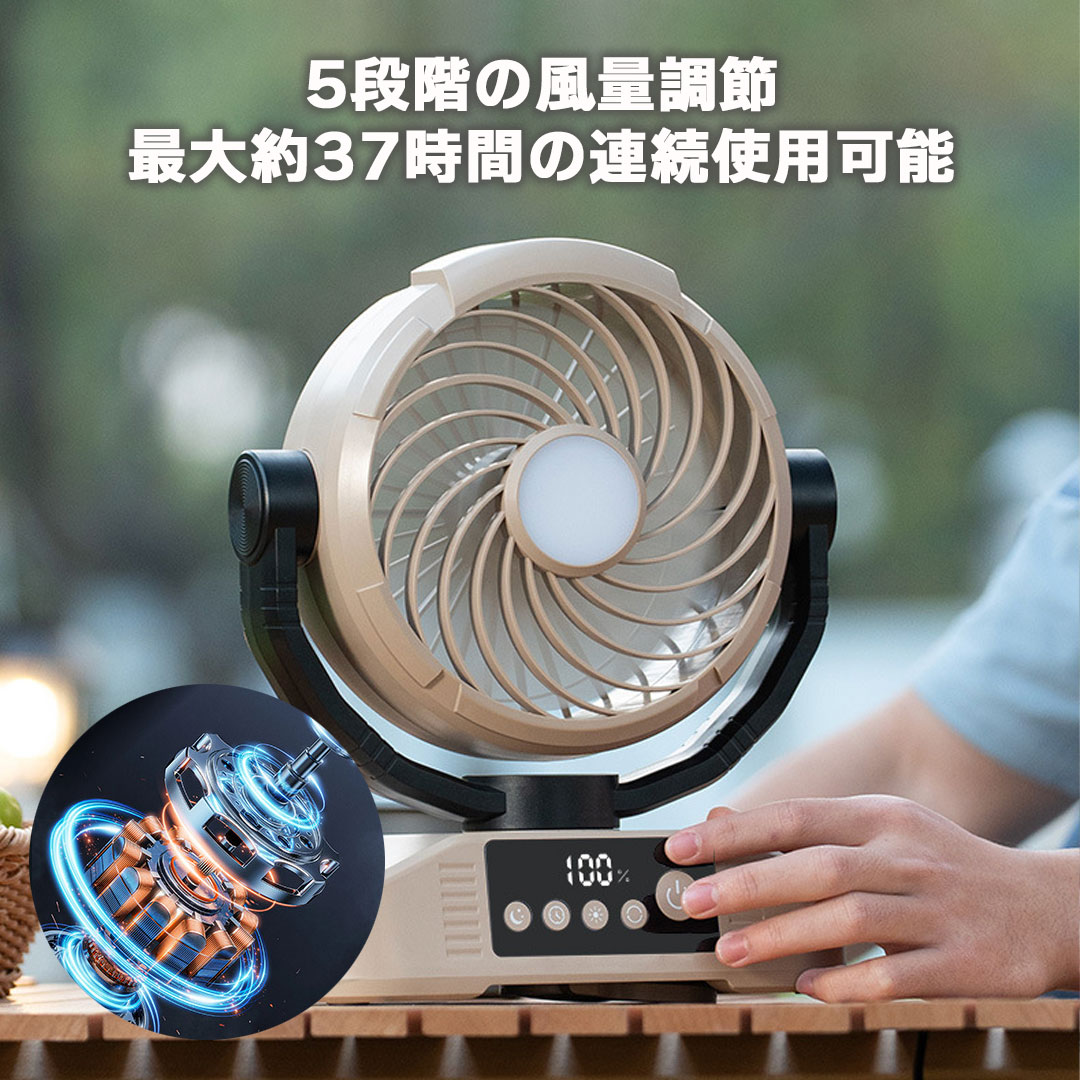 20000mAh大容量 扇風機 キャンプ アウトドア 自動首振り