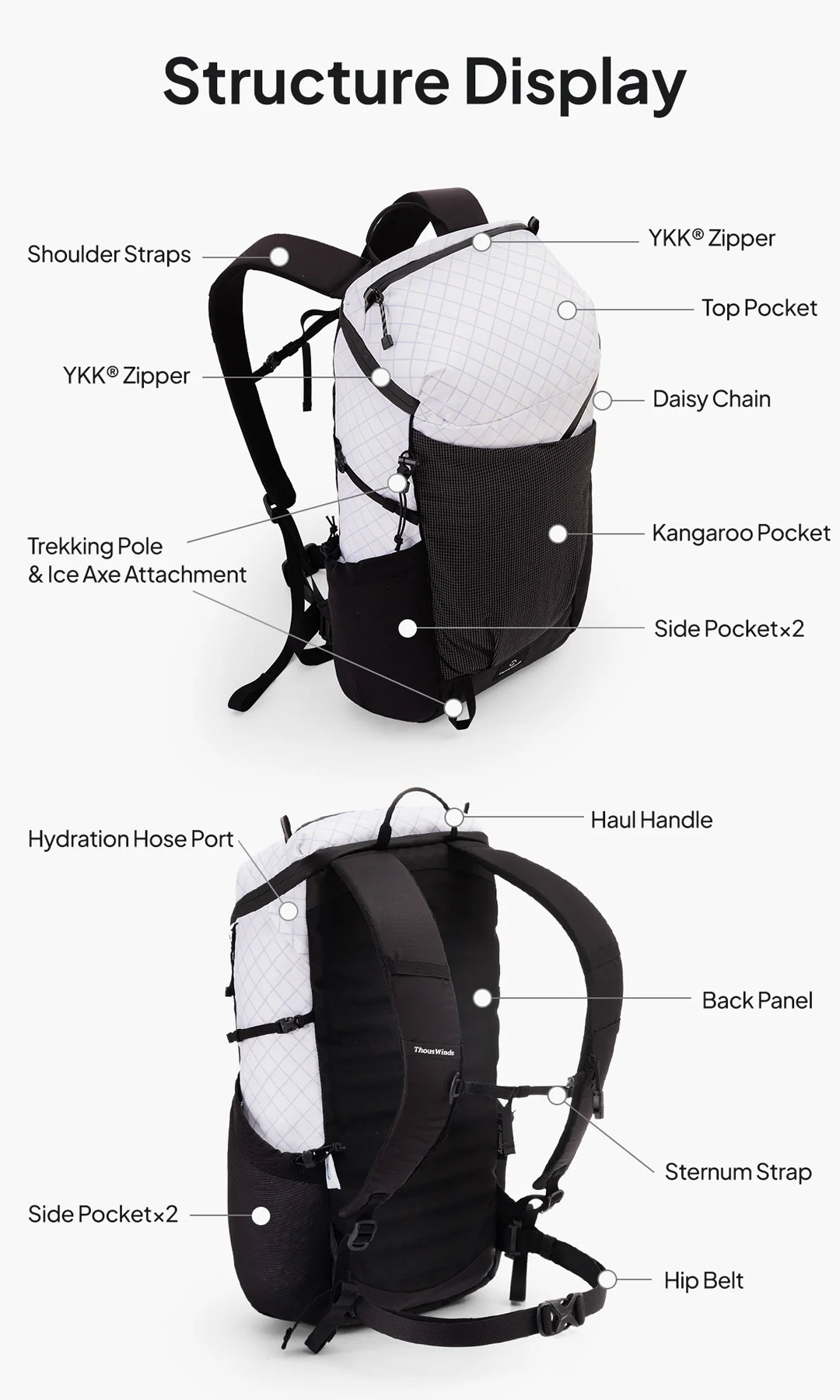 ThousWinds バックパック 登山 20L ANEMOI サウスウィンズ メンズ