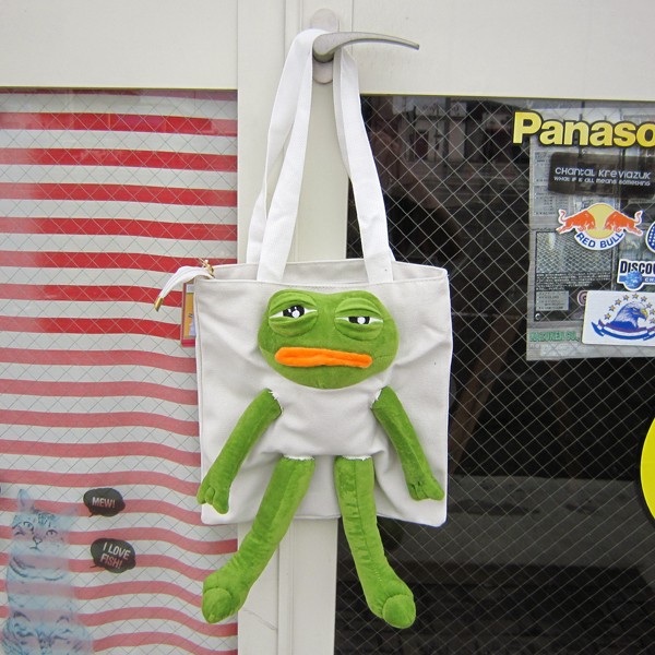 カエルのペペ ぬいぐるみ トートバッグ ホワイト 白色 Pepe the Frog