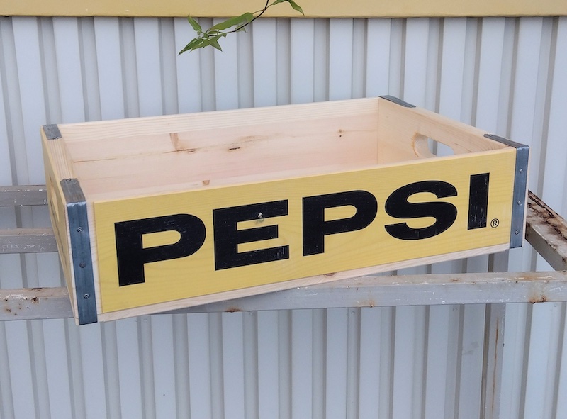 PEPSI WOOD CRATE A ペプシ ウッドボックス ウッドケース 木箱 小物収納 小物入れ インテリア キッチン ガーデニング 工具入れ  ガレージ ディスプレイ : co-242 : 雑貨屋Hermit(ハーミット) - 通販 - Yahoo!ショッピング