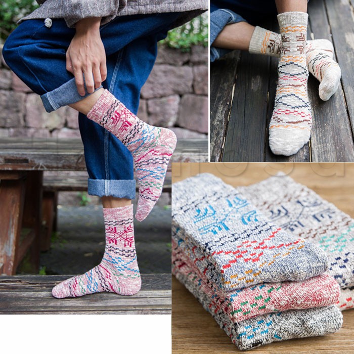 靴下 ニット 現金特価 3足セット メンズ オルテガ柄 スニーカー 3足組 ルームソックス おしゃれ 送料無料 防寒 くるぶし あったか ショート ソックス 春秋冬 スポーツ