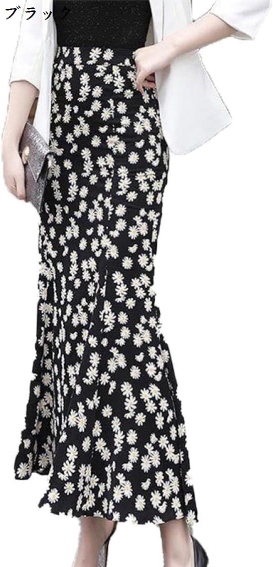 スカート ロングスカート 花柄 マーメイドスカート フリル 大きいサイズ ロング マーメイド お呼ばれ シフォン ロングスカート ウエスト｜hermosa2017｜04