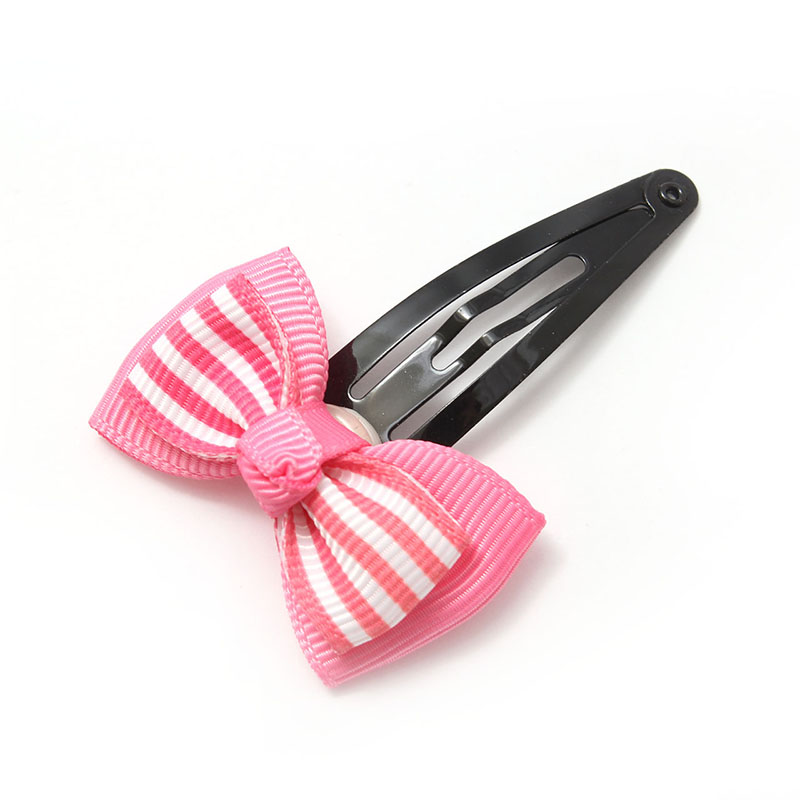 ヘアピン パッチンどめ グログランリボン ストライプ ピンク C23-39