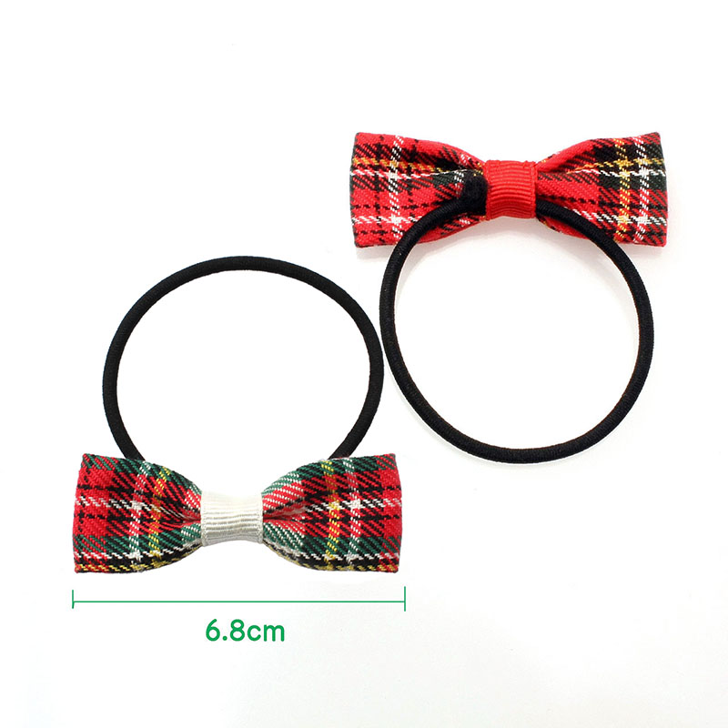 ヘアゴム キッズ リボン タータンチェック C25-73 リボンヘアゴム 赤