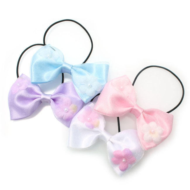 ヘアゴム サテン オーガンジー リボン フラワー I55- 子供フォーマル