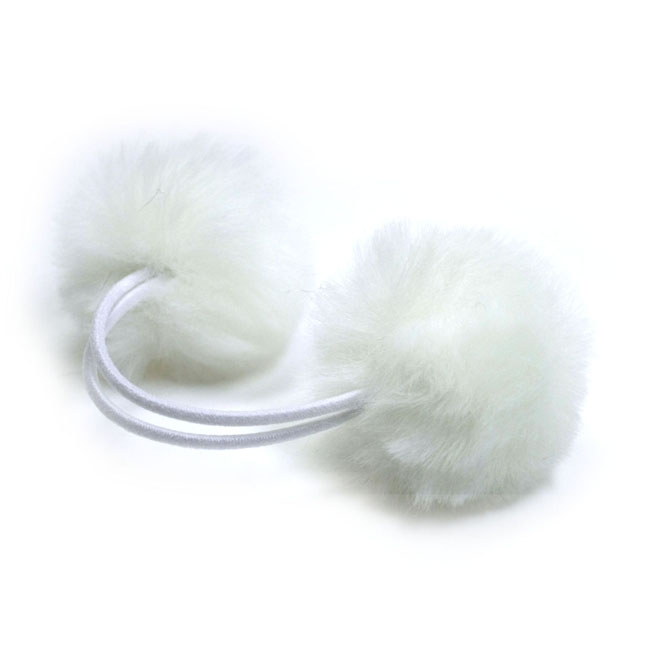 ヘアゴム フェイクファーぼんぼんポニー同色両付 I68- : アクセサリー