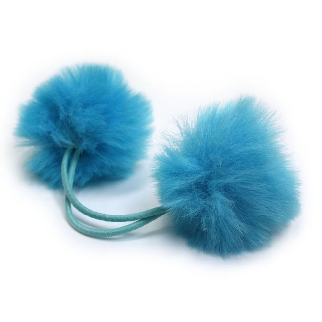 ヘアゴム フェイクファーぼんぼんポニー同色両付 I68- : アクセサリー