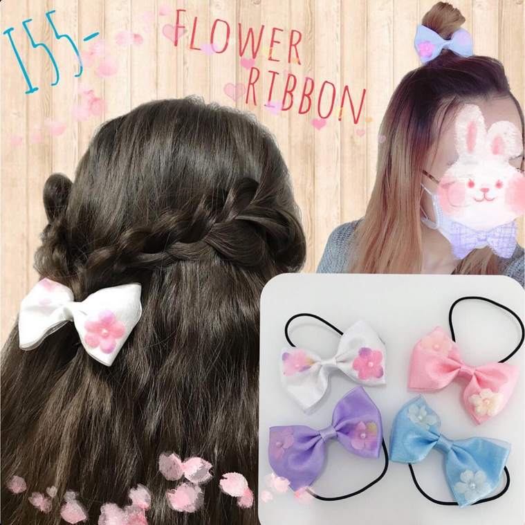 ヘアゴム サテン オーガンジー リボン フラワー I55- 子供フォーマル