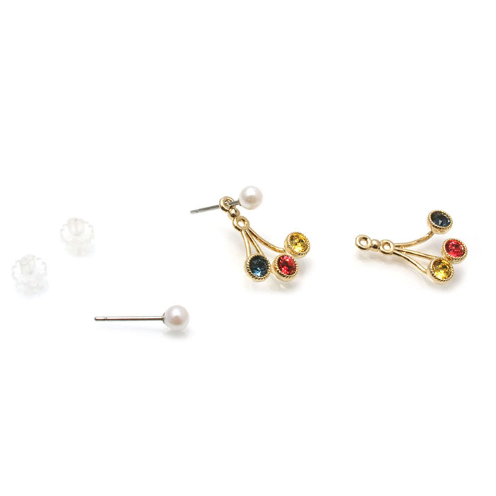 3蓮ビジューピアス イエロー PM903 : アクセサリーのヒロインスタイル