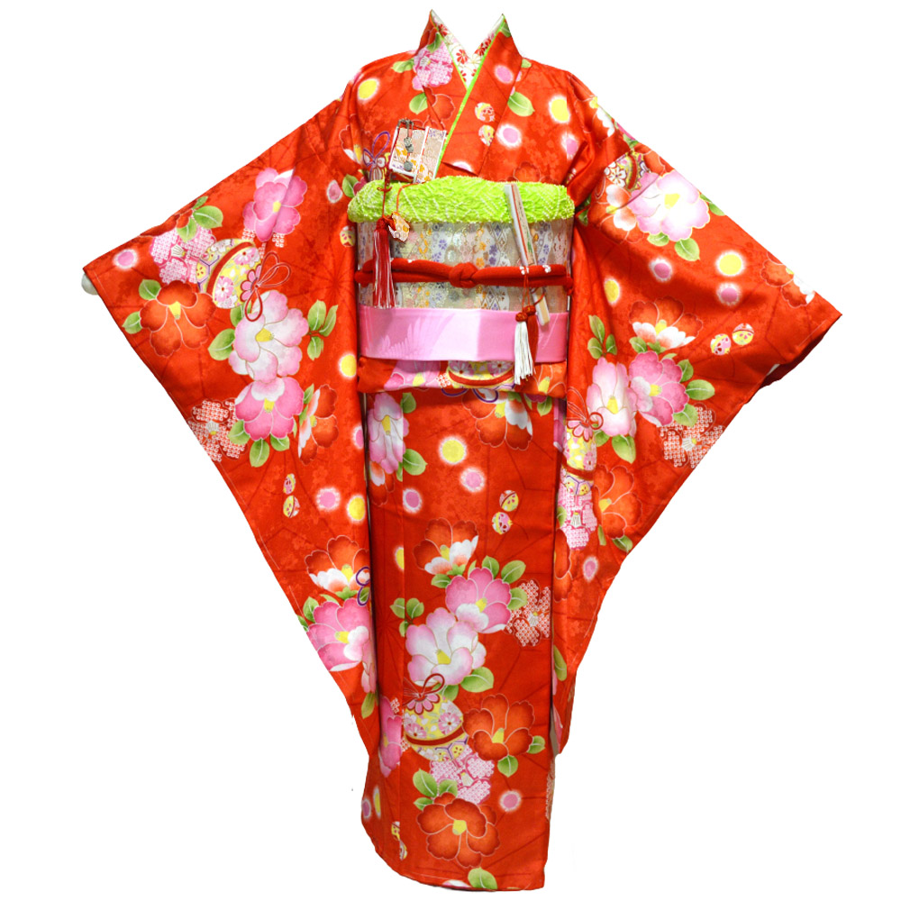 七五三 着物 正絹 絞り 振り袖 鼓 長襦袢 セット ヴィンテージ 七五三