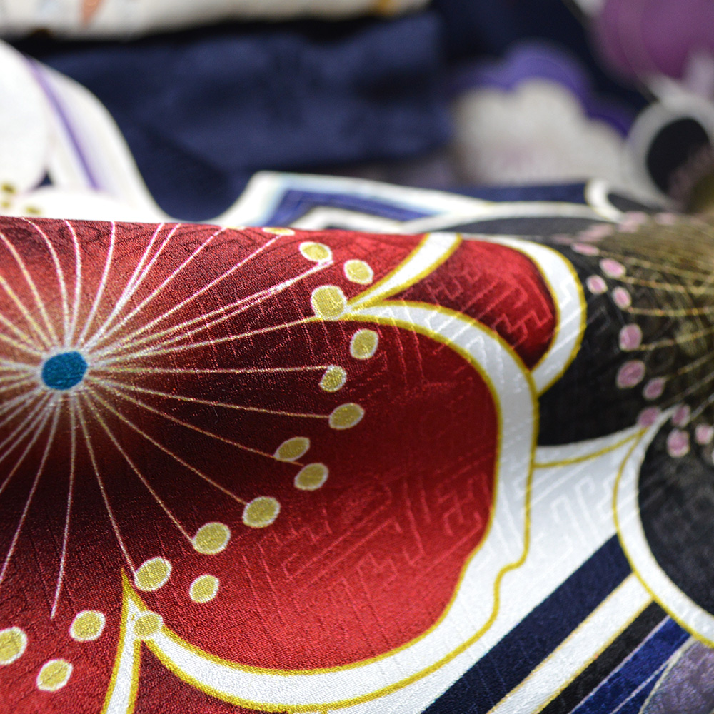 京友禅 正絹 振袖 紺 成人式 ふりそで 購入 販売 : 部坂呉服店 - 通販