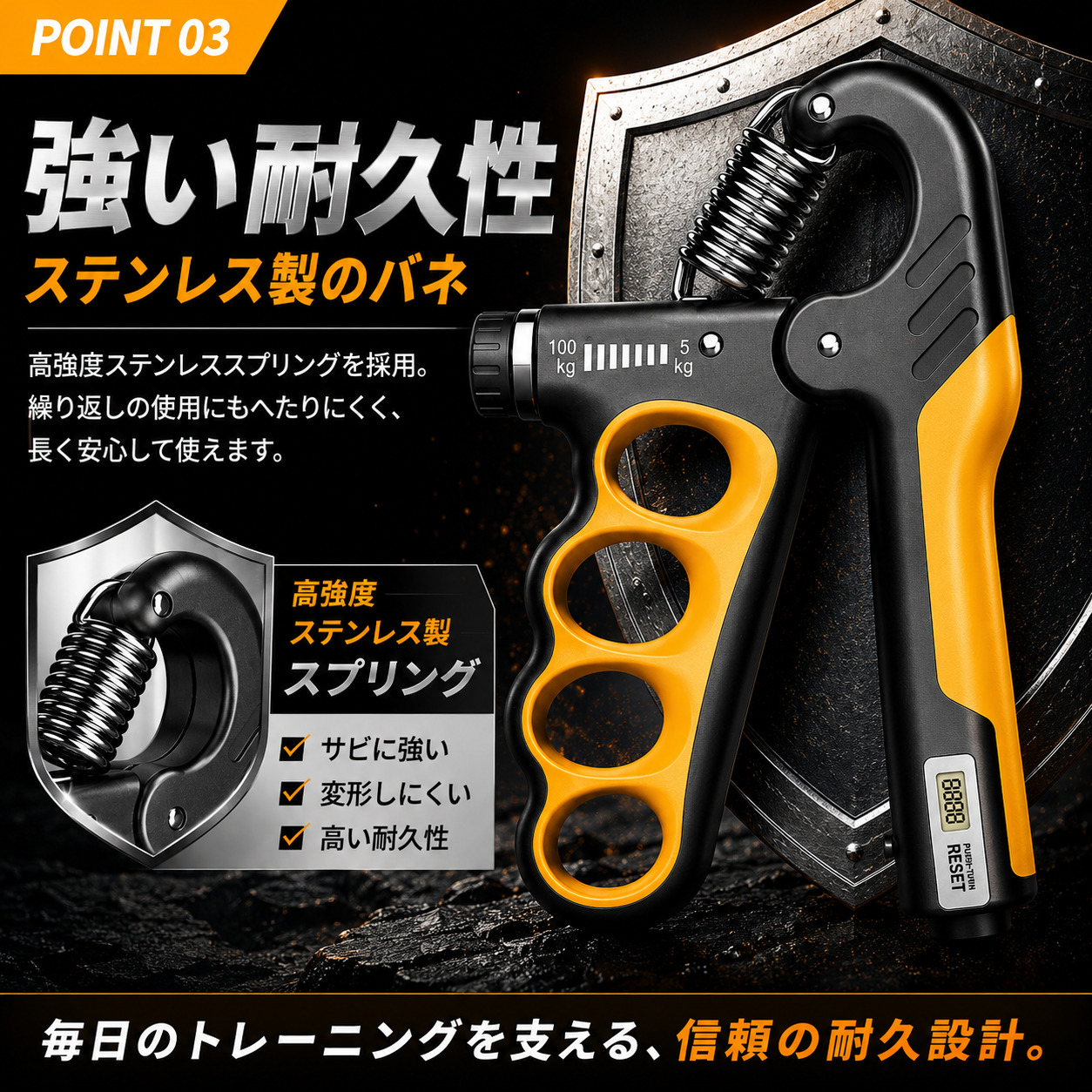 ハンドグリップ 握力 可変 調整 5〜100kg 子供 高齢者 負荷調整 調整式