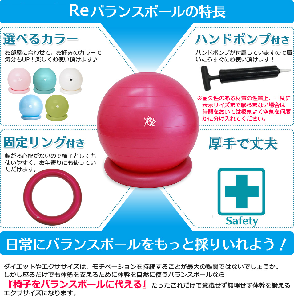 ルネサンスのバランスボールの特長