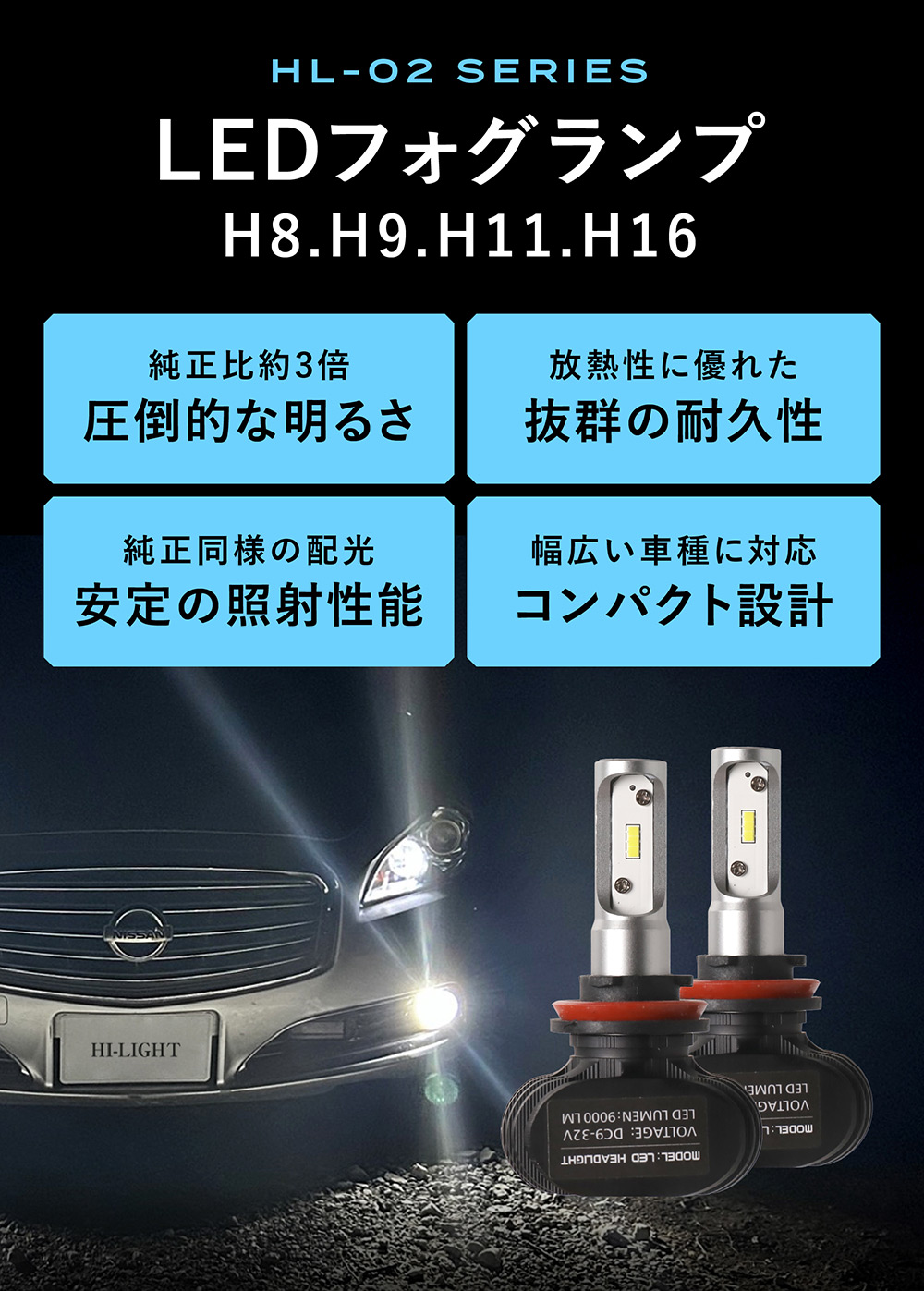 GJ系 前期 中期 アテンザワゴン 車検対応 明るい9000LM ホワイト LEDフォグランプ LEDヘッドライト H8 H11 H16 LEDバルブ  : hl-02-h8-1001 : LED専門 HI-LIGHT-ハイライト - 通販 - Yahoo!ショッピング