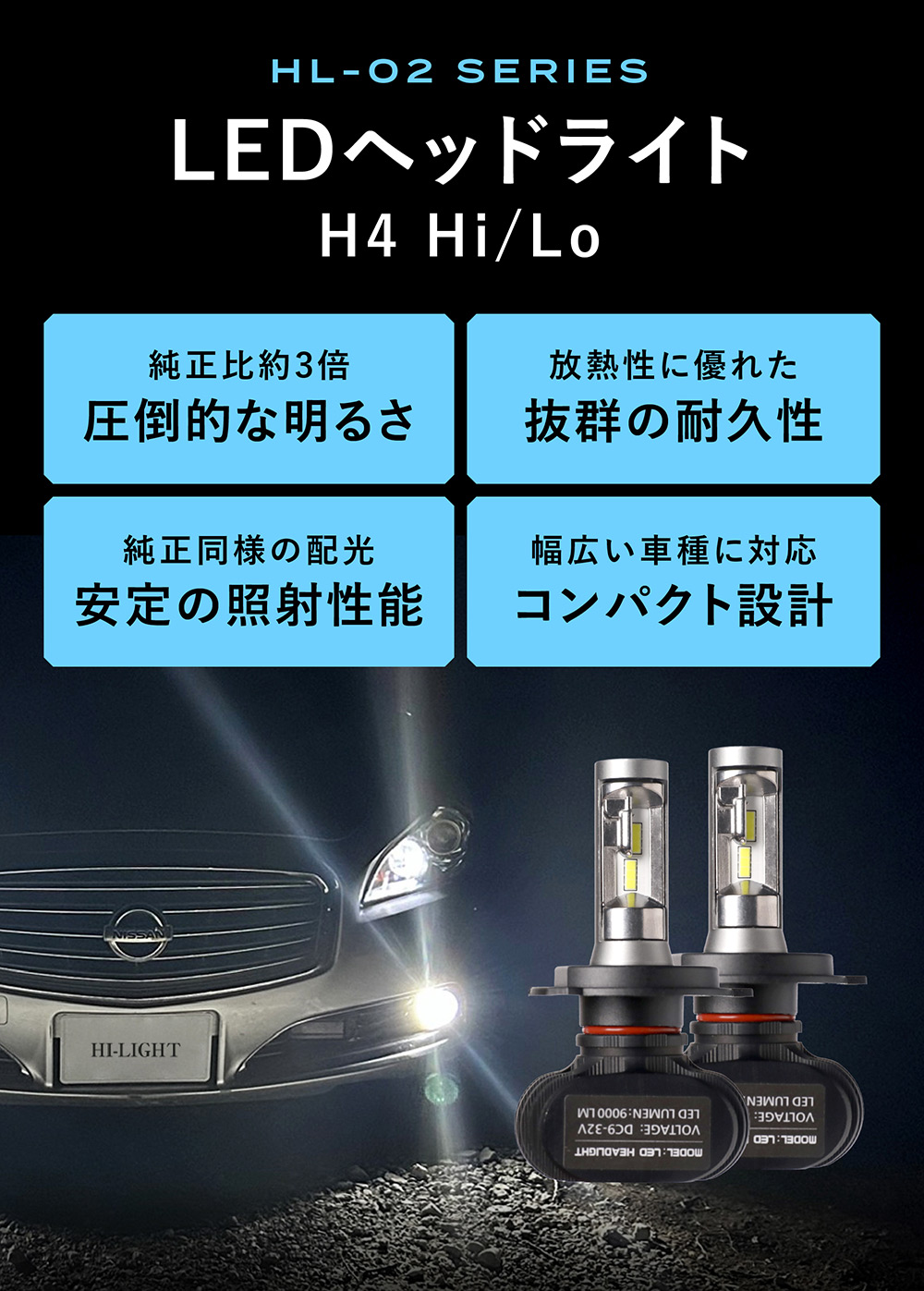 ランサー エボリューション CP9A CN9A CE9A CD9A 車検対応 明るい9000LM ホワイト H4 LEDヘッドライト H4 LED  バルブ オシャレ カスタム : hl-02-h4-74 : LED専門 HI-LIGHT-ハイライト - 通販 - Yahoo!ショッピング