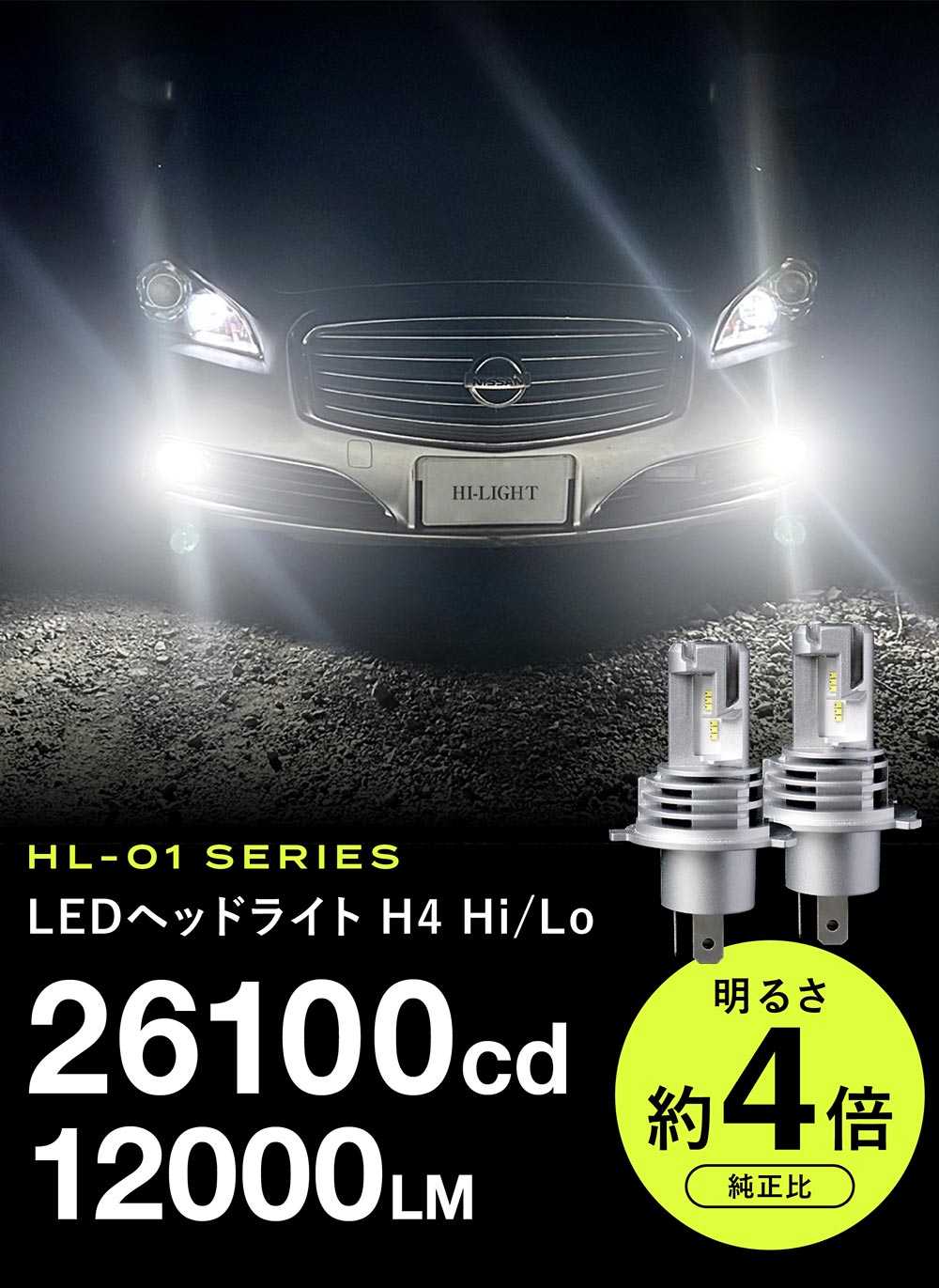 150系カローラルミオン 車検対応 明るい ホワイト カットライン LEDヘッドライト H4 カスタム H4 LED バルブ LEDバルブ