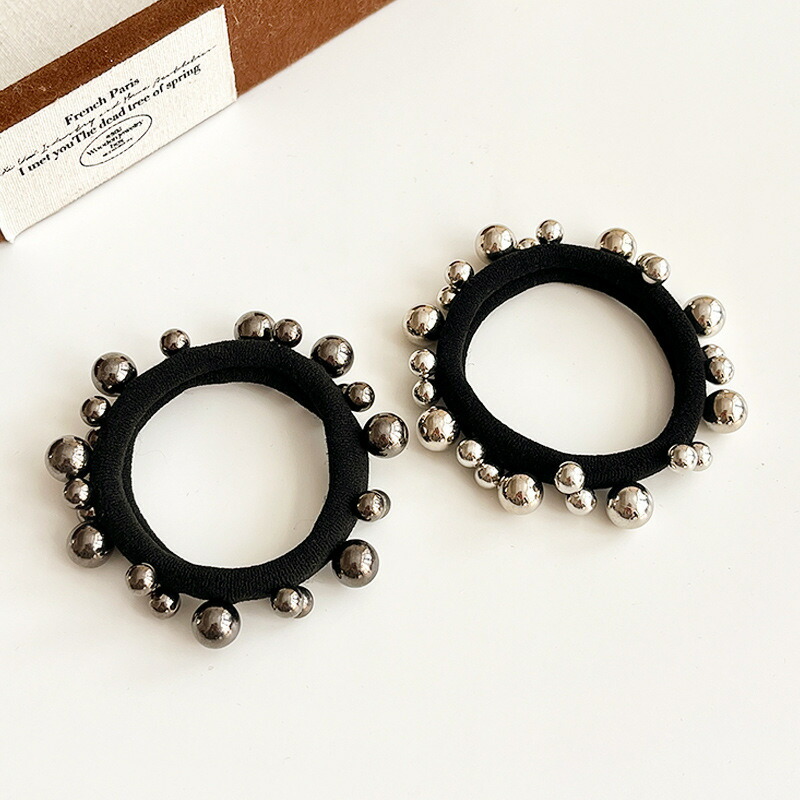 ヘアゴム 4点セットランダムビーズスムースゴム 新発売セール 大人