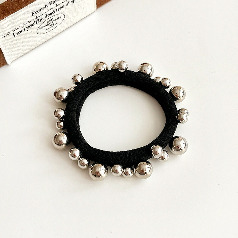 ヘアゴム 4点セットランダムビーズスムースゴム 新発売セール 大人